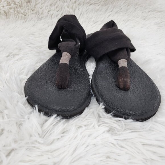 Sanuk Women Black Rubber Sponge Outsole Yoga Sling Slip On Sandals Size 7 - Picture 4 of 9